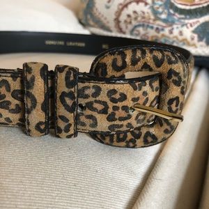 Animal print leather belt